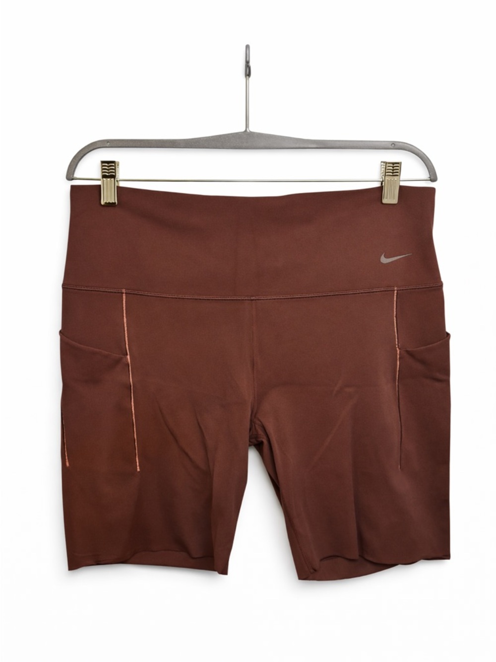 Nike Dri-FIT Biker Shorts XXL Brown 9” Inseam Pockets Athleisure